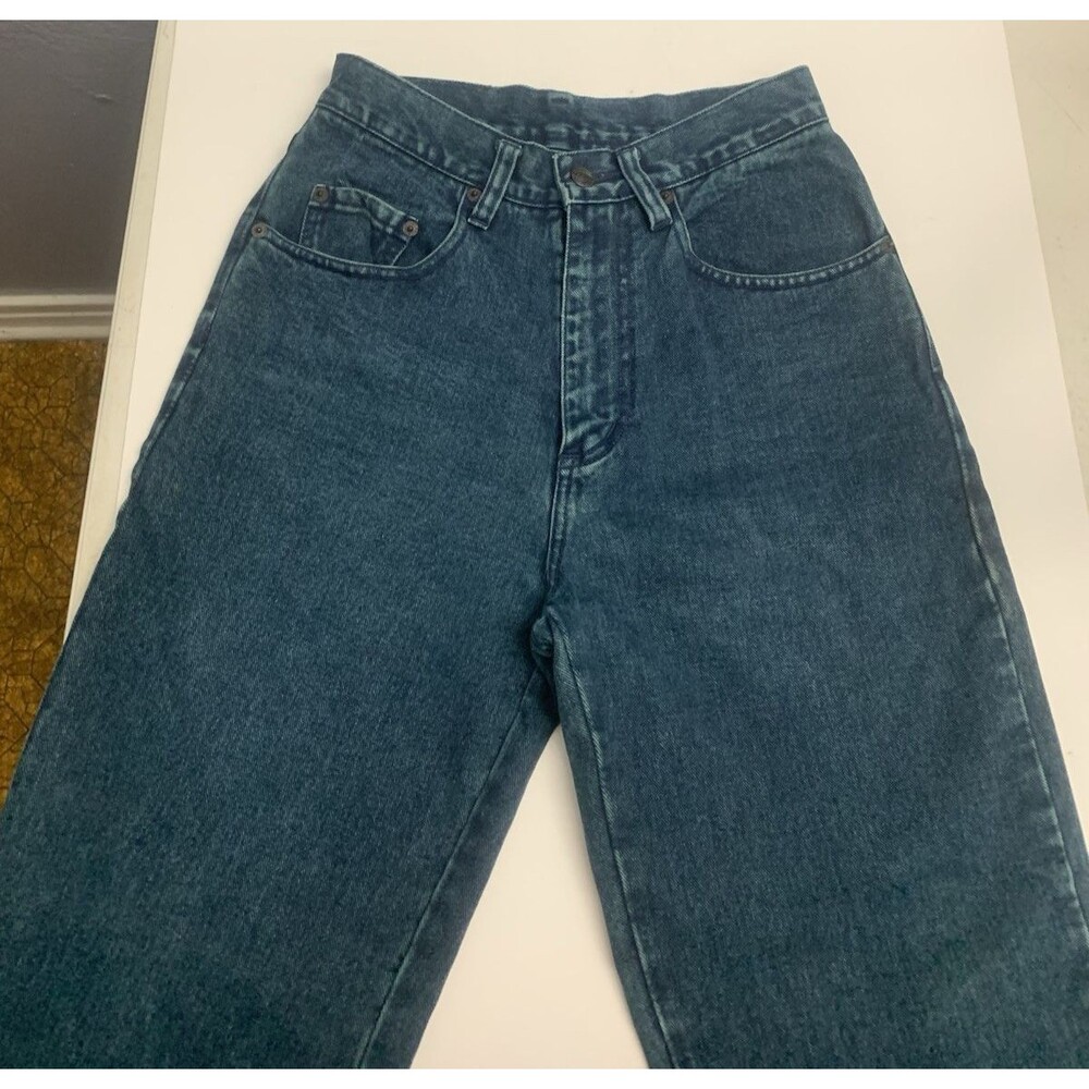 Vintage ORIGINAL PEPE BETTY 90s Green Wash Women's Jeans Size 7/8 Tapered Leg
